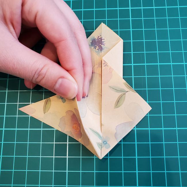 折り紙の傘 一枚で簡単 平面の折り方作り方①かさ(18)