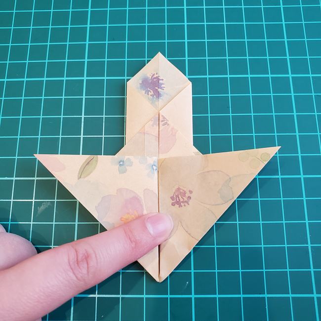 折り紙の傘 一枚で簡単 平面の折り方作り方①かさ(20)