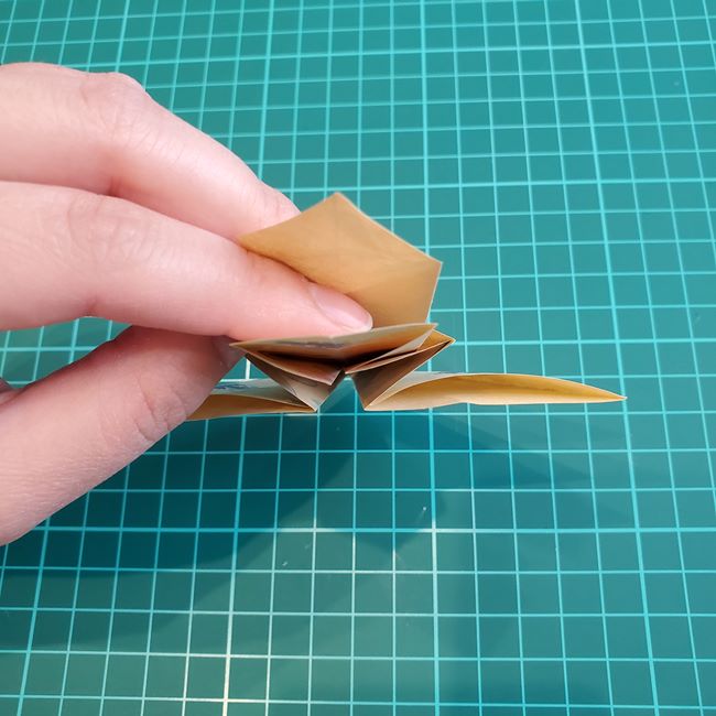 折り紙の傘 一枚で簡単 平面の折り方作り方①かさ(21)