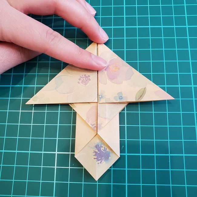 折り紙の傘 一枚で簡単 平面の折り方作り方①かさ(23)