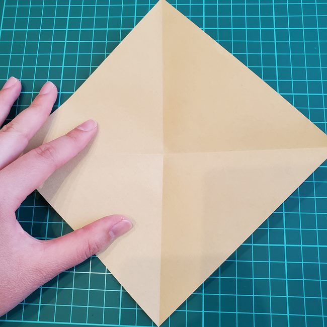 折り紙の傘 一枚で簡単 平面の折り方作り方①かさ(4)