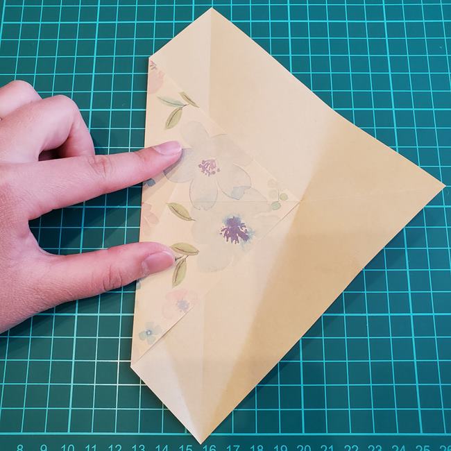 折り紙の傘 一枚で簡単 平面の折り方作り方①かさ(7)