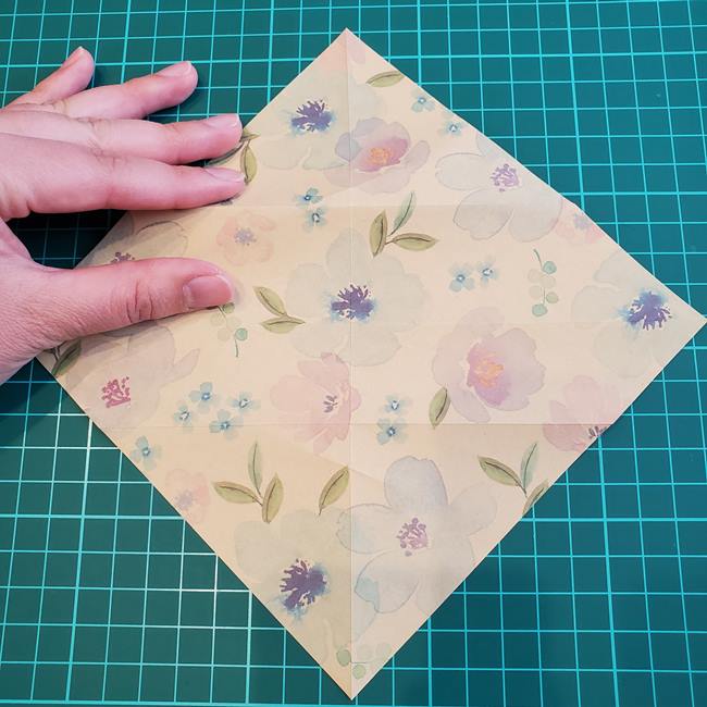 折り紙の傘 一枚で簡単 平面の折り方作り方①かさ(9)