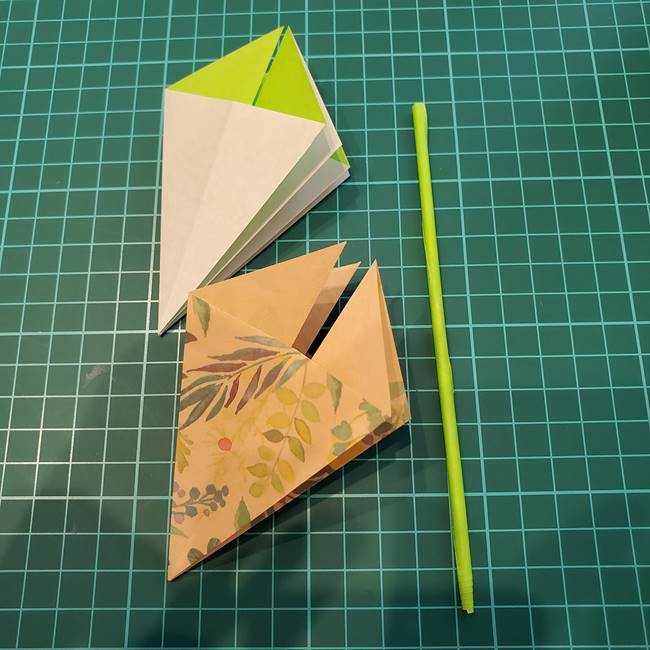 折り紙の傘 開くし動く折り方作り方③組み立て(1)