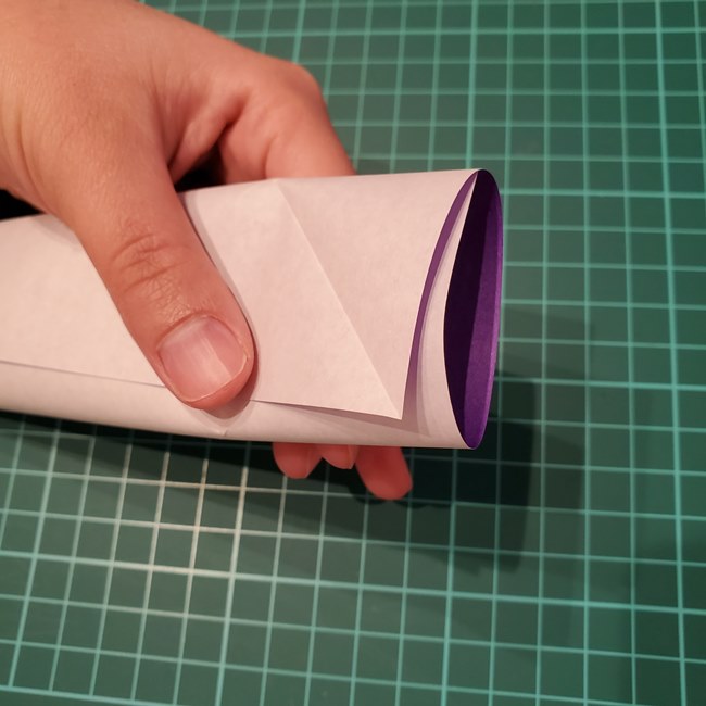 折り紙の花 簡単一枚でダリアをつくる折り方作り方①折り筋(6)