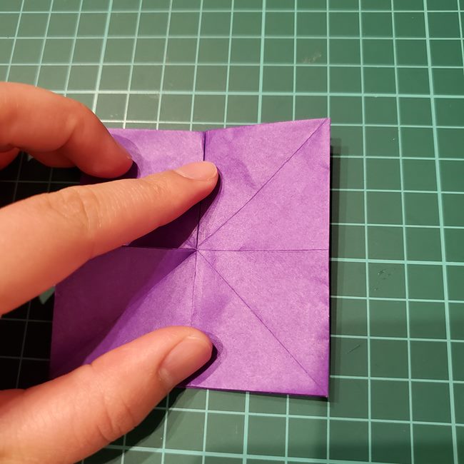 折り紙の花 簡単一枚でダリアをつくる折り方作り方②畳み方(10)