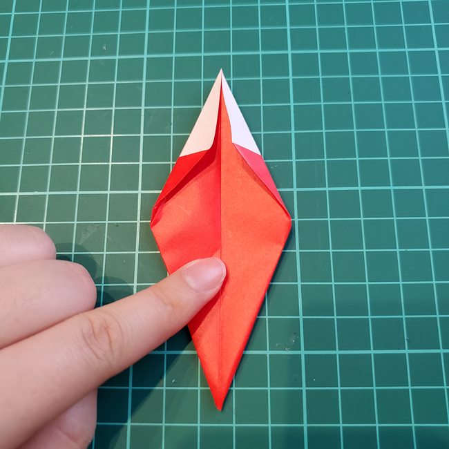 いちごの折り紙 立体的でも簡単な作り方折り方①果実(23)
