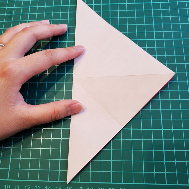 いちごの折り紙 立体的でも簡単な作り方折り方①果実(8)