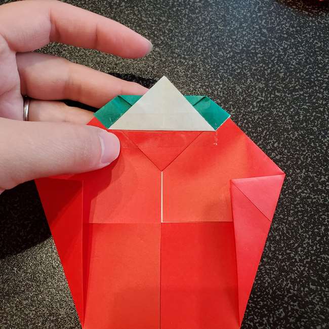 いちごの折り紙 5歳児年長さん向きの作り方折り方③完成(3)