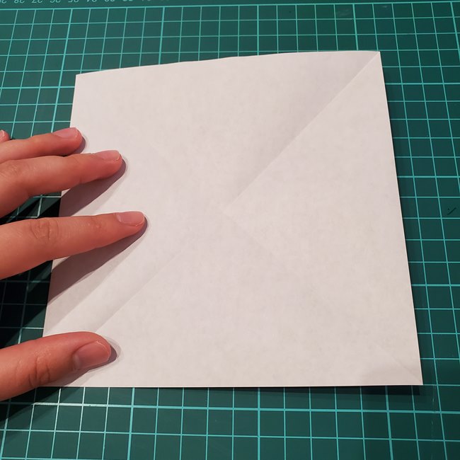 折り紙の花 簡単一枚でダリアをつくる折り方作り方①折り筋(5)