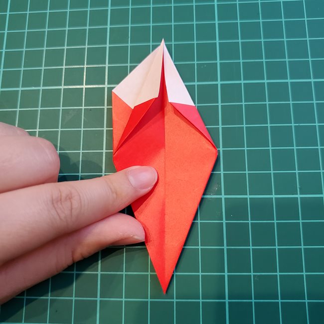 いちごの折り紙 立体的でも簡単な作り方折り方①果実(21)