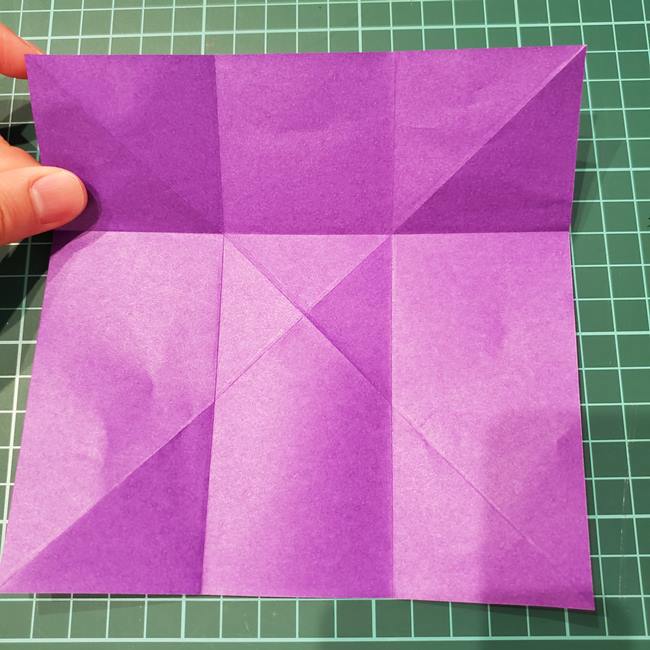 折り紙の花 簡単一枚でダリアをつくる折り方作り方①折り筋(12)