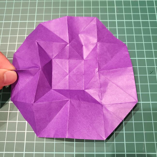 折り紙の花 簡単一枚でダリアをつくる折り方作り方②畳み方(3)