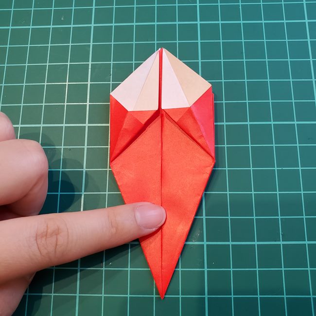 いちごの折り紙 立体的でも簡単な作り方折り方①果実(18)