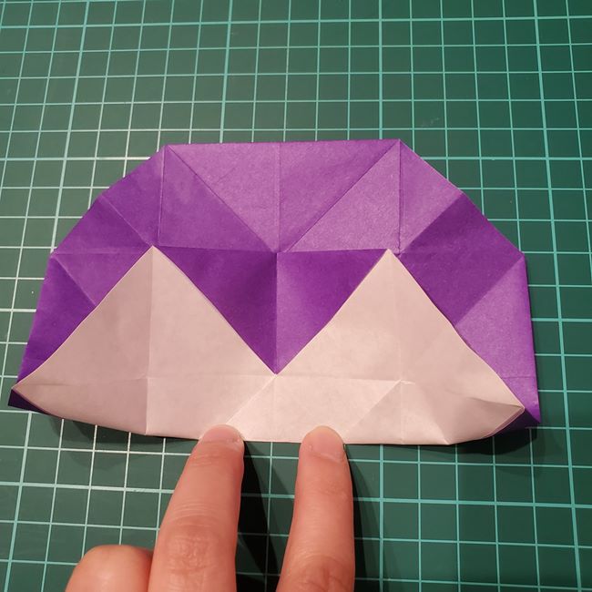 折り紙の花 簡単一枚でダリアをつくる折り方作り方①折り筋(24)