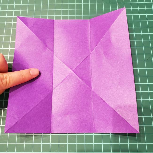 折り紙の花 簡単一枚でダリアをつくる折り方作り方①折り筋(10)