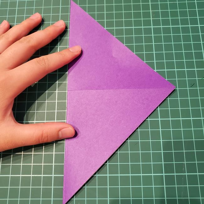 折り紙の花 簡単一枚でダリアをつくる折り方作り方①折り筋(4)