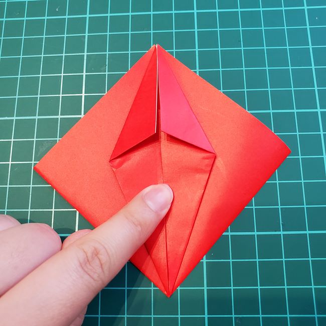 いちごの折り紙 立体的でも簡単な作り方折り方①果実(13)