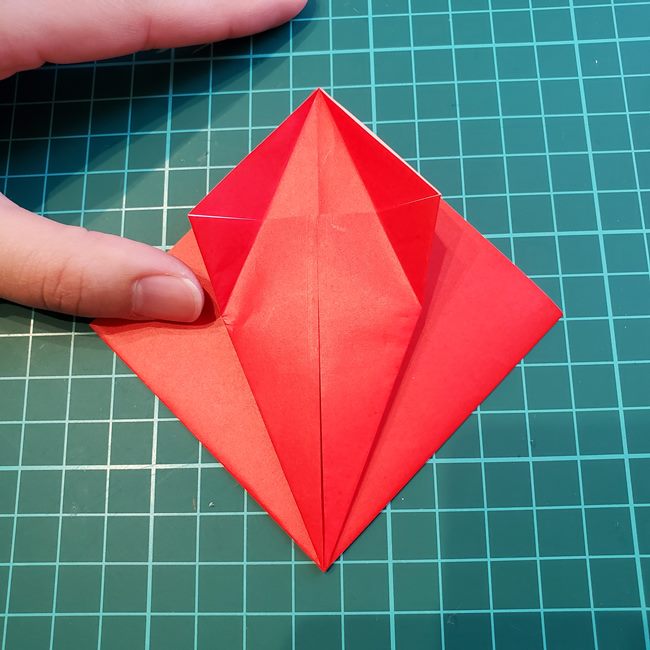 いちごの折り紙 立体的でも簡単な作り方折り方①果実(14)