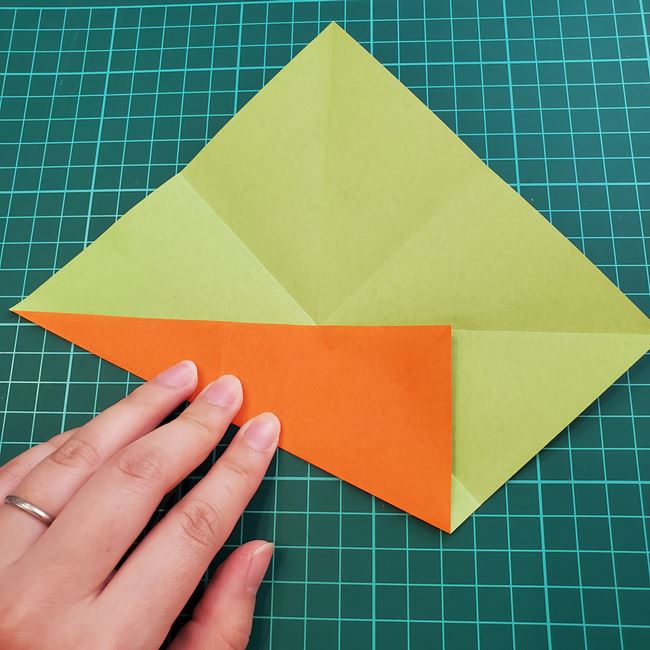 折り紙の麦わら帽子 かぶれる立体的な作り方折り方①円形(10)