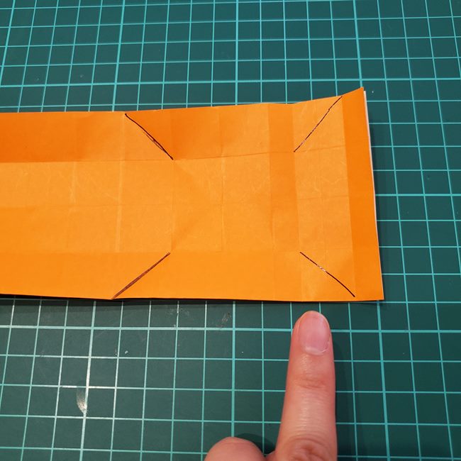 カブトムシの折り紙 かわいい動く作り方折り方①折り筋(20)