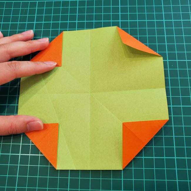 折り紙の麦わら帽子 かぶれる立体的な作り方折り方①円形(15)