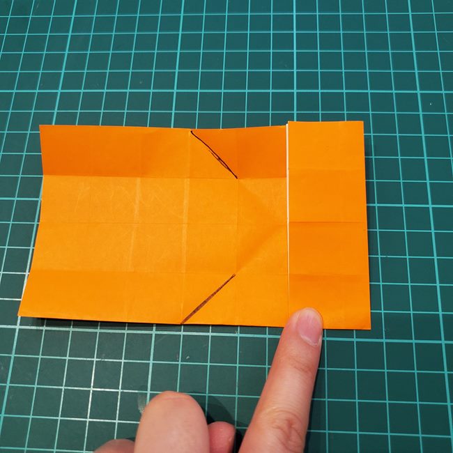 カブトムシの折り紙 かわいい動く作り方折り方①折り筋(16)