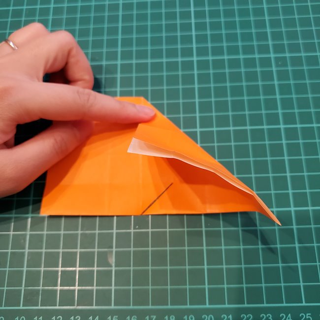 カブトムシの折り紙 かわいい動く作り方折り方①折り筋(14)