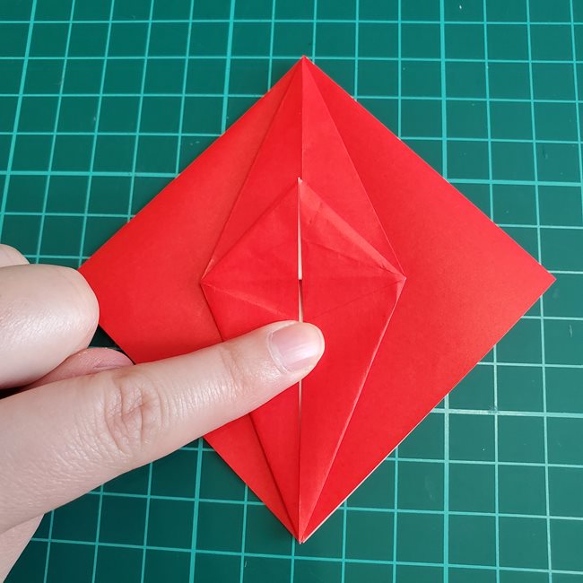 折り紙 ひし形のもみじ(平面)の簡単な折り方作り方①基本(19)