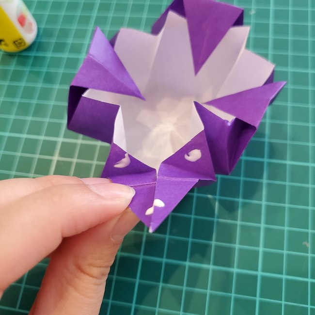 キャンドルホルダーの折り紙 折り方作り方②立体(21)