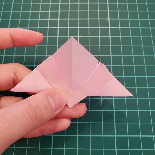 なでしこの折り紙の立体的な花の折り方作り方(19)