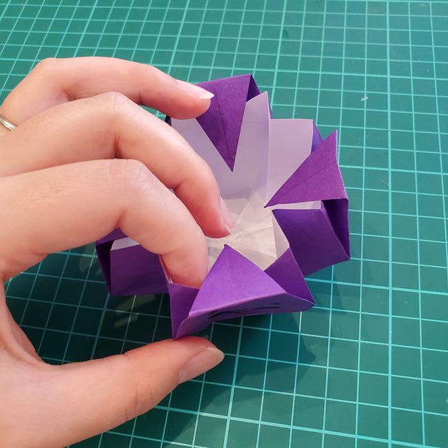 キャンドルホルダーの折り紙 折り方作り方②立体(20)