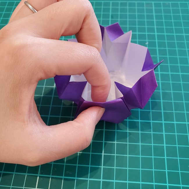 キャンドルホルダーの折り紙 折り方作り方②立体(16)