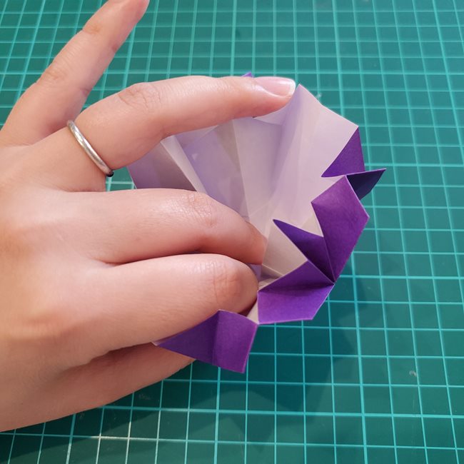 キャンドルホルダーの折り紙 折り方作り方②立体(10)