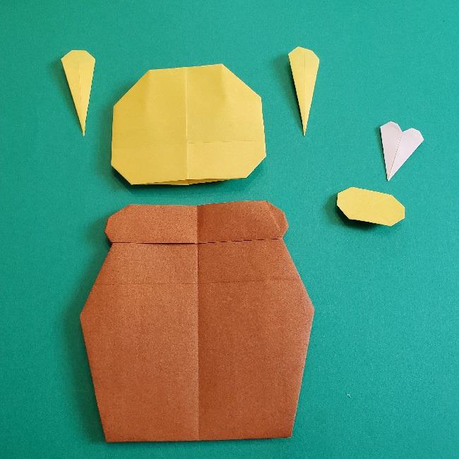 プーさんinはちみつ壺の折り紙｜折り方作り方⑤貼り合わせ(1)