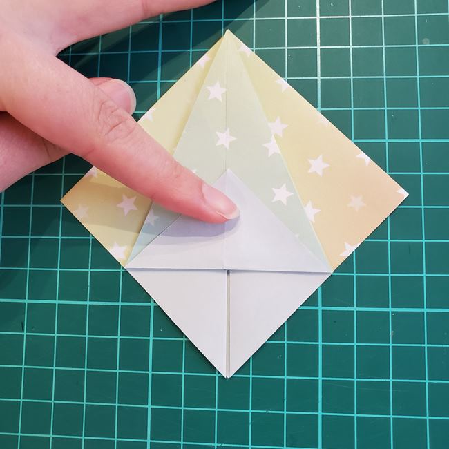 クリスマスツリーの折り紙 おしゃれな平面飾りの折り方作り方①基本(17)