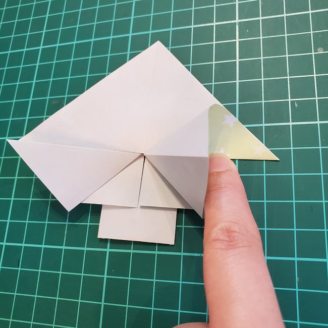 クリスマスツリーの折り紙 おしゃれな平面飾りの折り方作り方①基本(25)