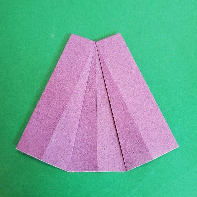 折り紙でラプンツェルの全身ドレスの折り方作り方①スカート(14)