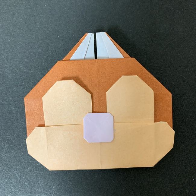 折り紙でディズニーのチップとデールの折り方作り方④貼り合わせ(6)