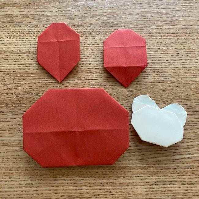 ダッフィーの折り紙 折り方作り方④貼り合わせ(1)
