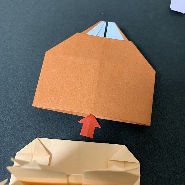 折り紙でディズニーのチップとデールの折り方作り方④貼り合わせ(3)