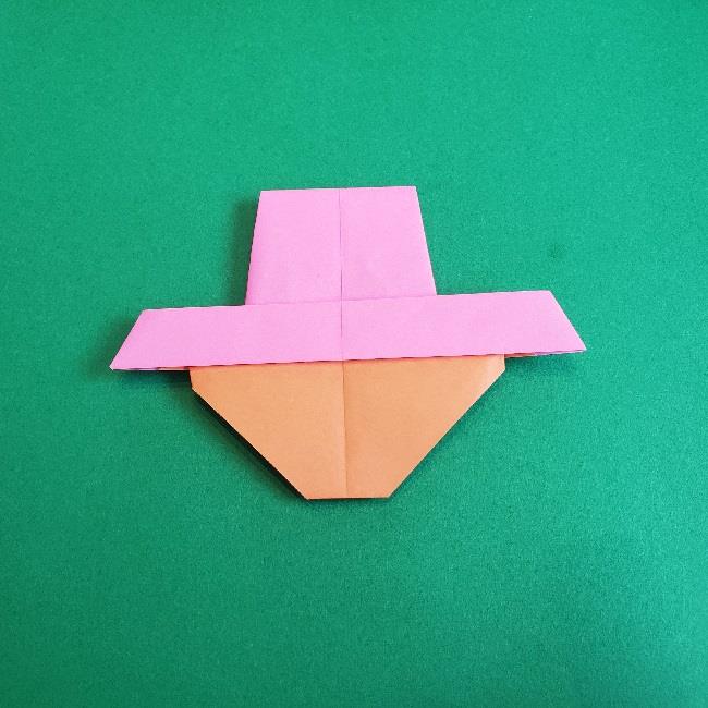 ワンピース チョッパーの折り紙の作り方折り方①顔と帽子(18)