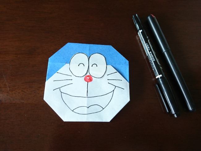 ドラえもんの折り紙 簡単にキャラクターを作る折り方作り方(17)