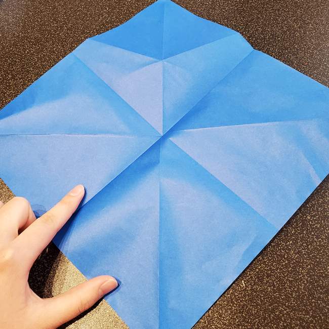 折り紙の名札 ペンギンの作り方折り方①折り筋(13)