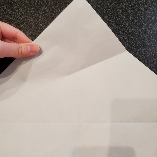 折り紙の名札 ペンギンの作り方折り方①折り筋(7)