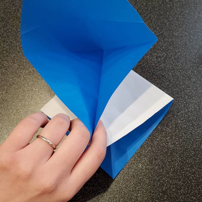 折り紙の名札 ペンギンの作り方折り方①折り筋(14)