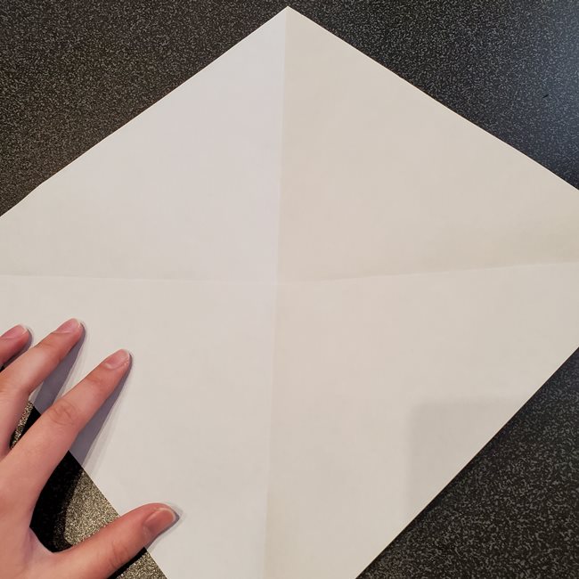 折り紙の名札 ペンギンの作り方折り方①折り筋(5)