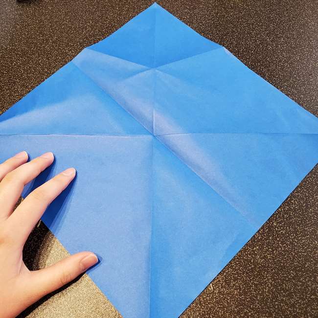 折り紙の名札 ペンギンの作り方折り方①折り筋(11)