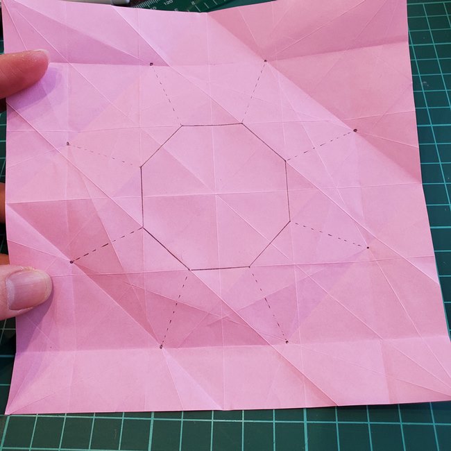 カービィの折り紙 難しい作り方折り方②折り筋(17)
