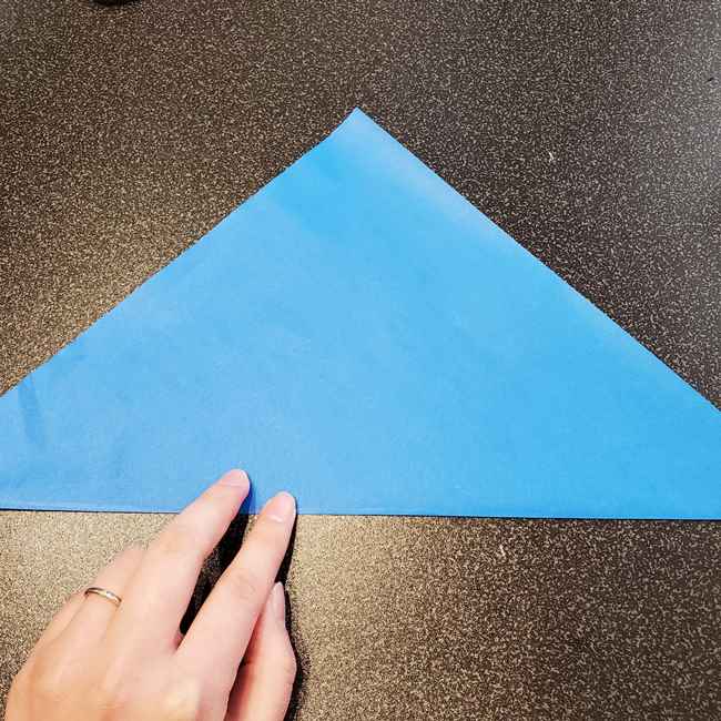 折り紙の名札 ペンギンの作り方折り方①折り筋(2)